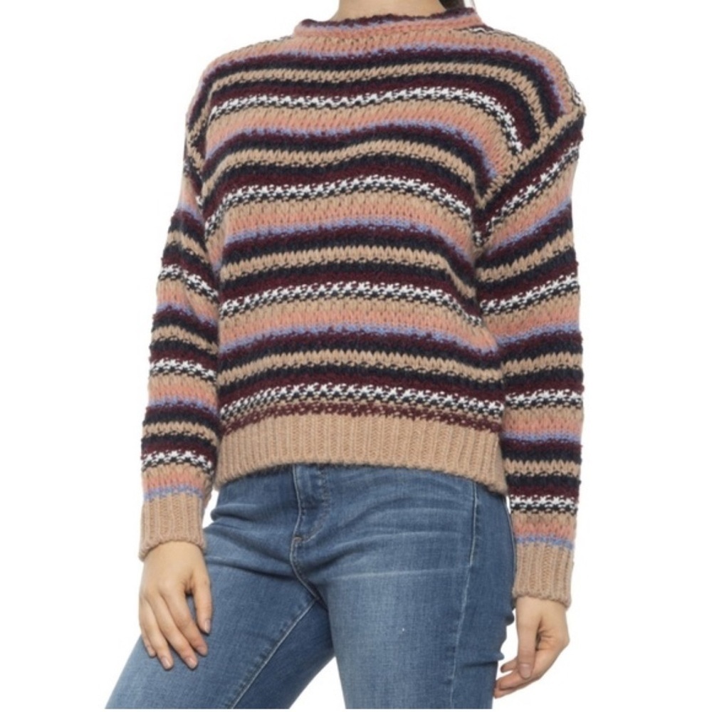 ELSAMANDA Anthro SM Cottagecore Eclectic Italian Alpaca Wool Cozy Stripe Sweater